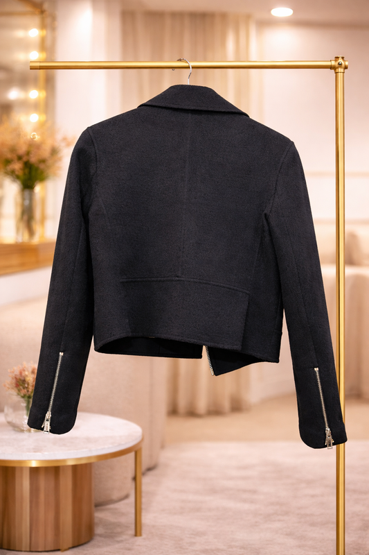 MK Black Cropped Biker Jacket